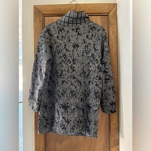 Grey and Black sweater with asymmetrical front, mock neck, long sleeved